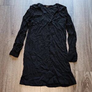 embroidered blanca dress madewell 1920s Black Silk Dress Dropped Peplum Waist